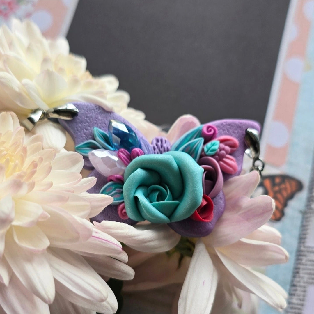 Handmade polymer clay butterfly necklace