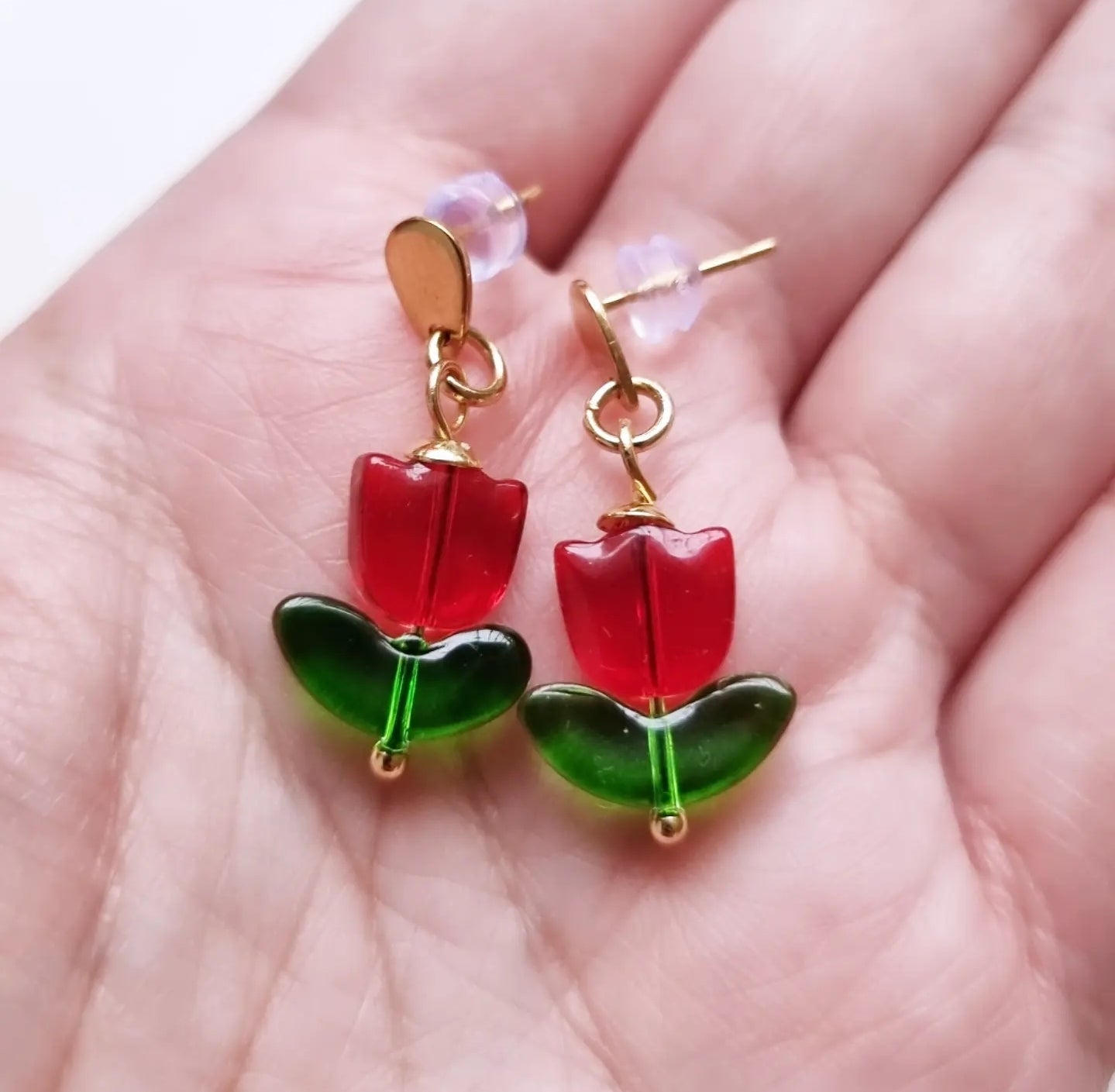 Little Tulip Earrings - red
