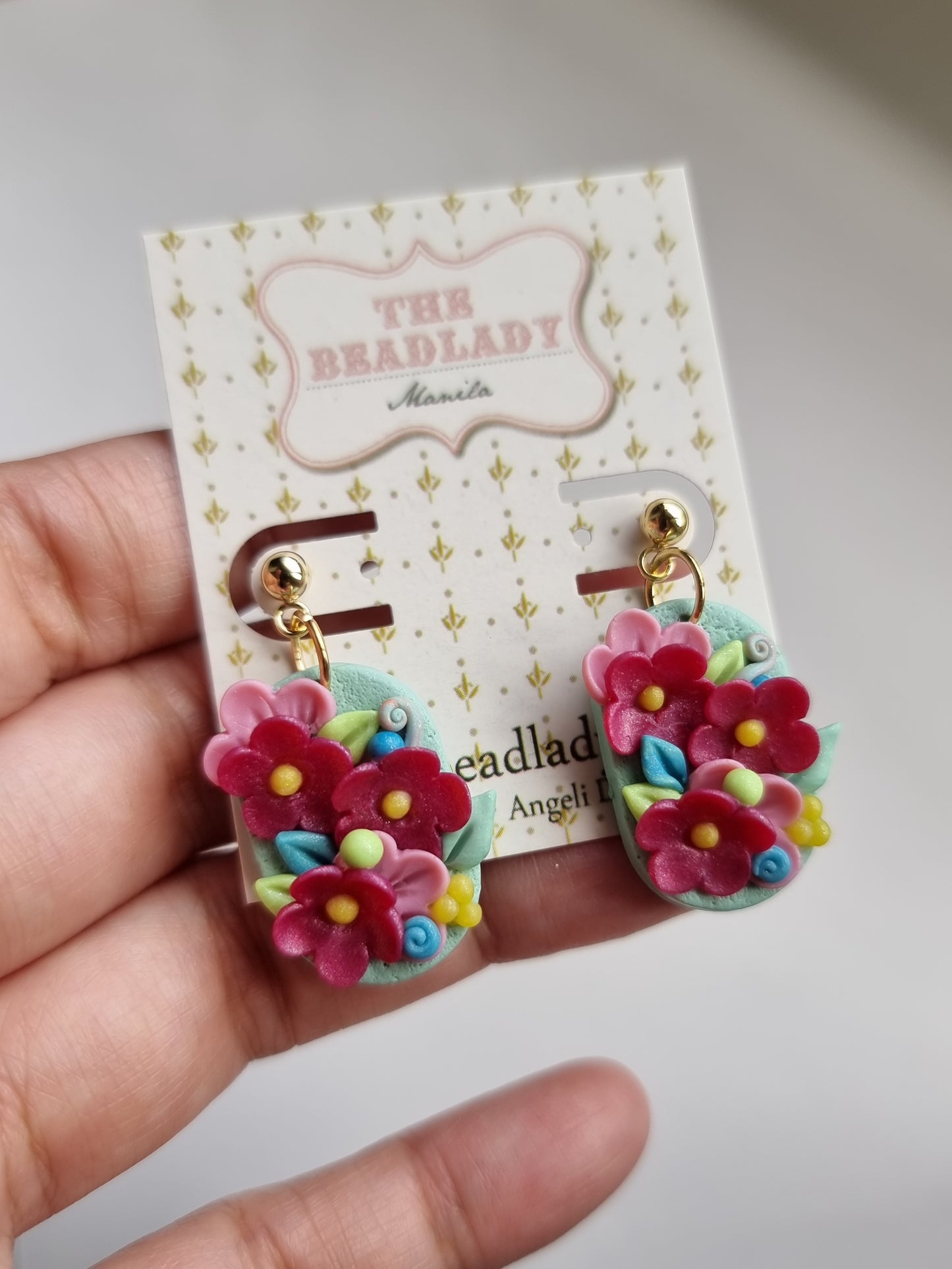 Red Colorburst dangling earrings