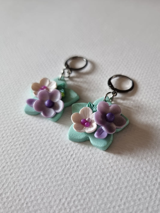 Purple Berry Fairytale Floral Dangling Earrings - Small Star