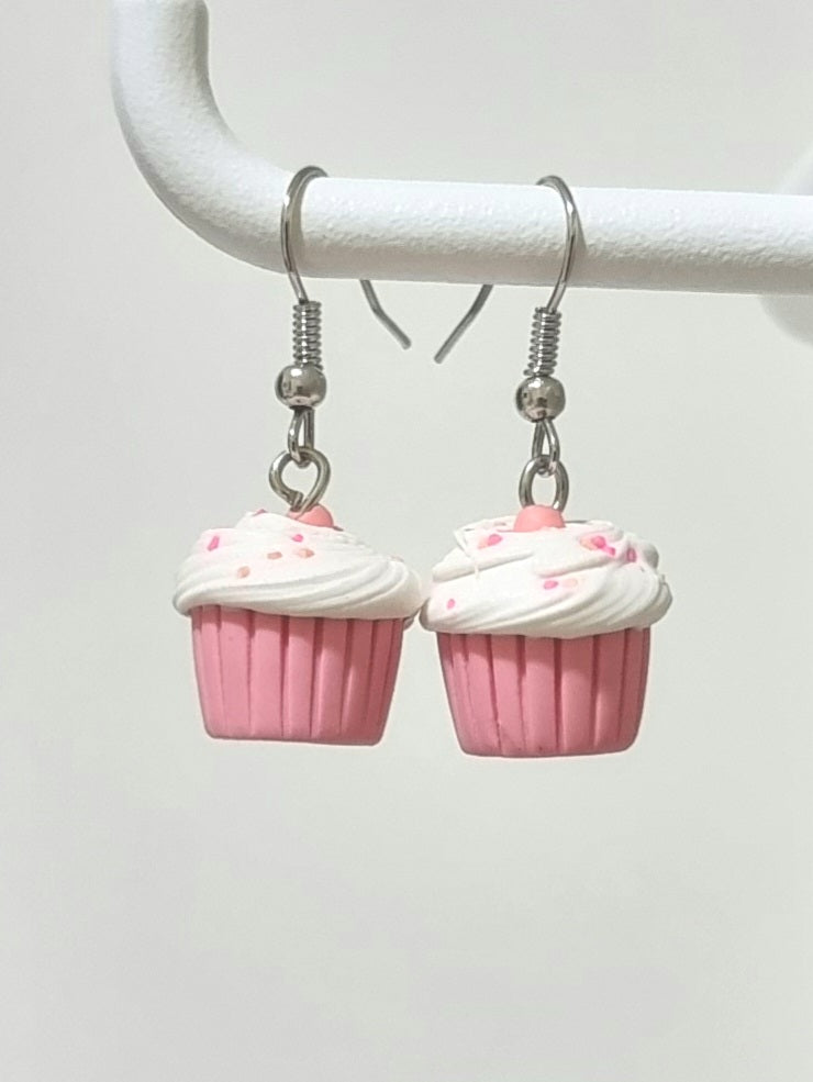Strawberry Shortcake Cupcake Dangling Earrings