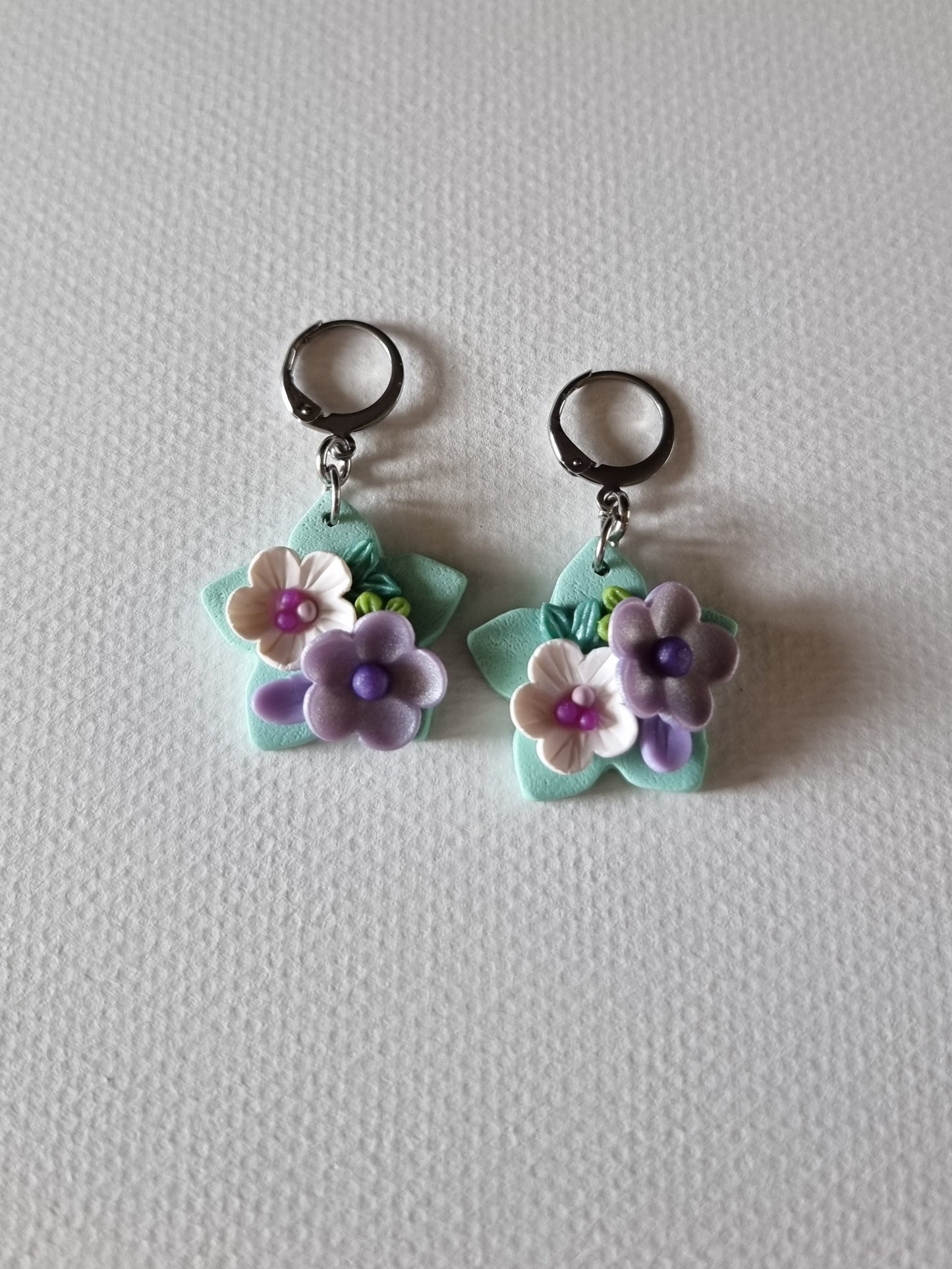 Purple Berry Fairytale Floral Dangling Earrings - Small Star