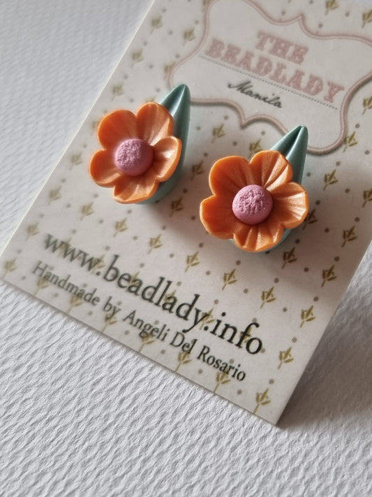 Orange and Pink Dot Fairydrops Stud Earrings