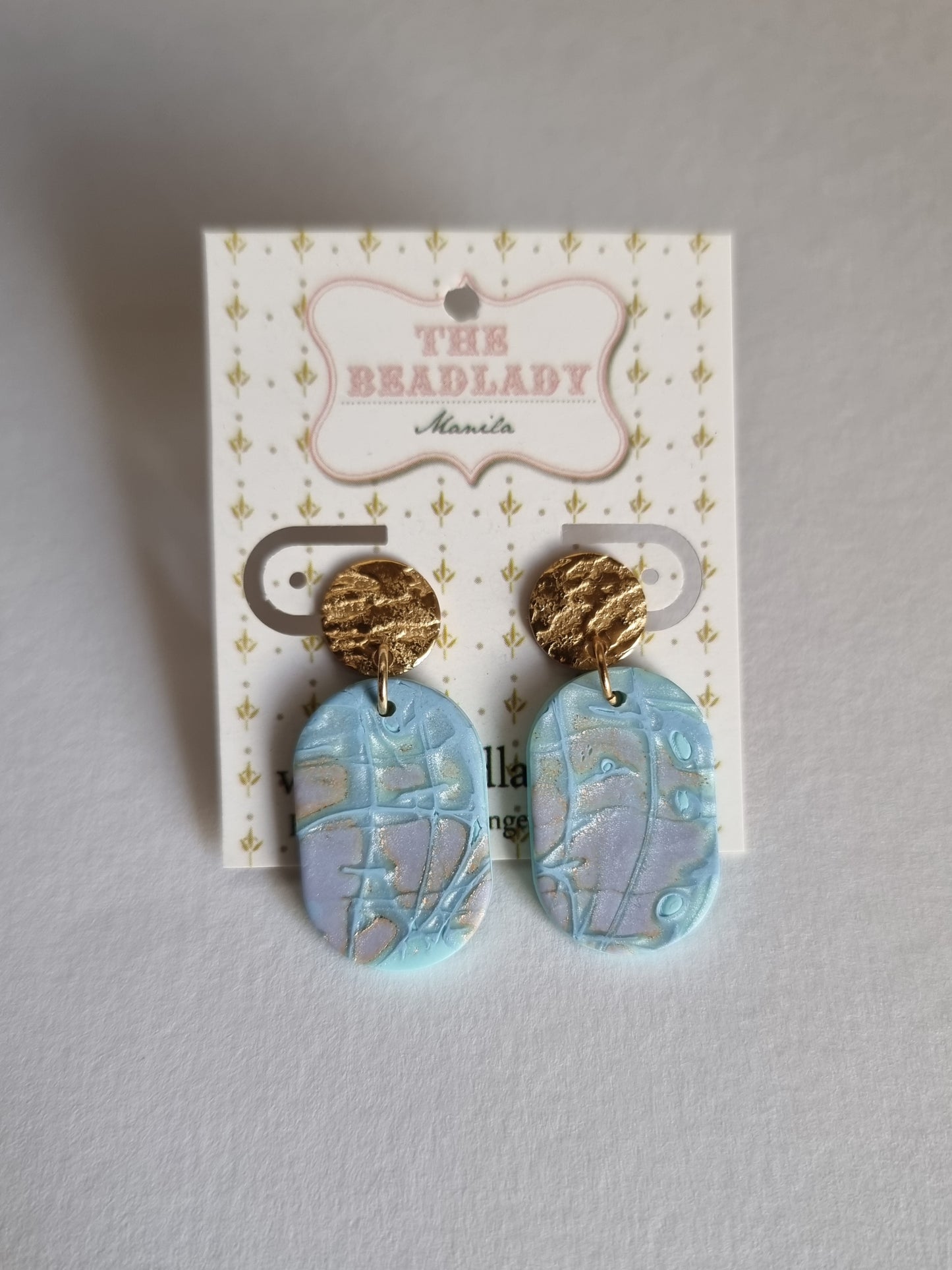 Pearl Blue Mokume gane dangling earrings