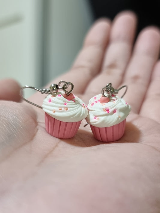 Strawberry Shortcake Cupcake Dangling Earrings