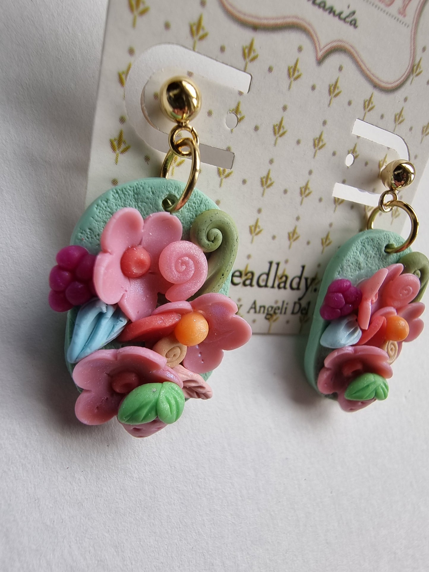 Iridescent Pink Colorburst dangling earrings