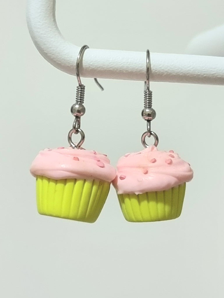 Strawberry Lime Shortcake Cupcake Dangling Earrings
