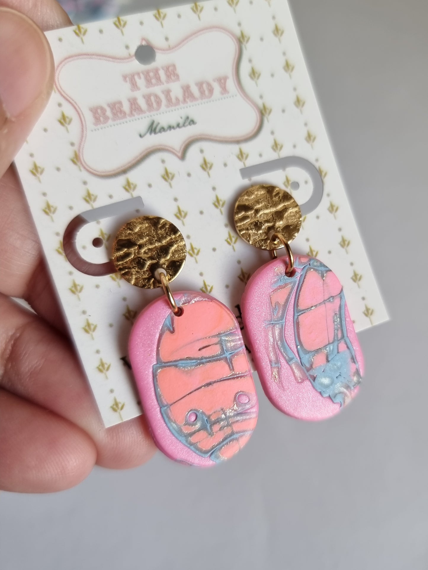 Hot Pink and Neon Orange Mokume gane dangling earrings