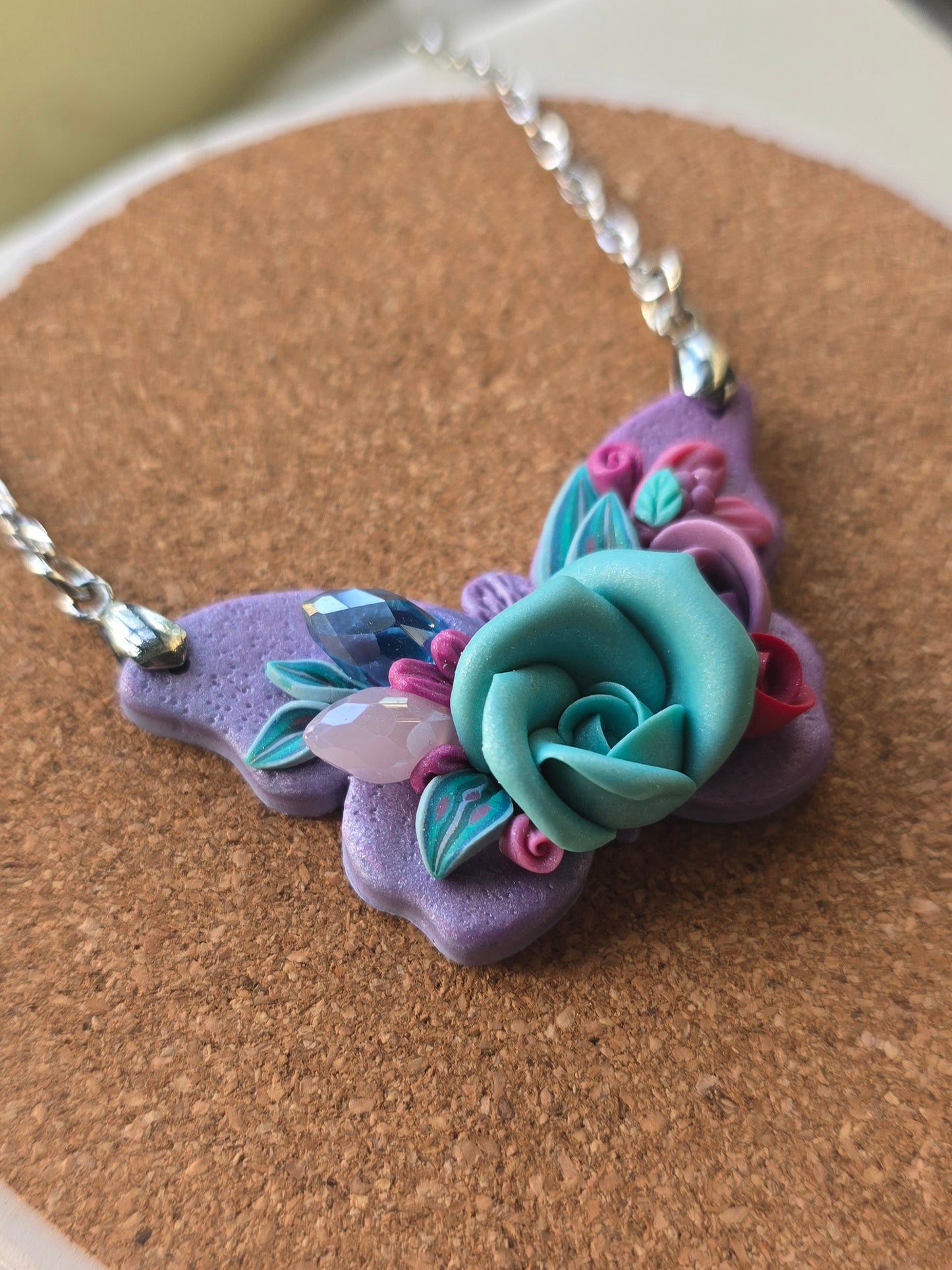 Butterfly necklace - Teal garden