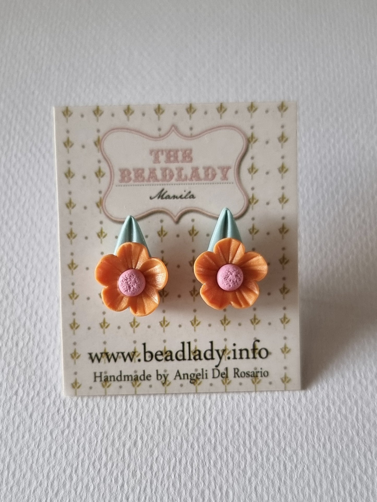 Orange and Pink Dot Fairydrops Stud Earrings