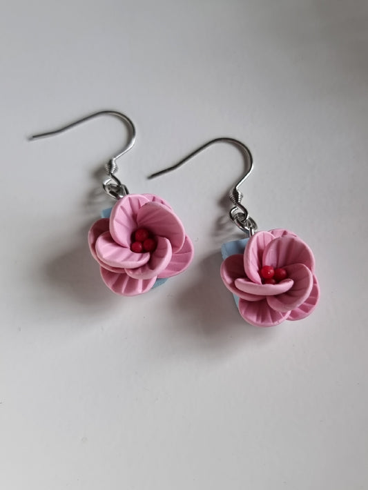 Pink Blossom dangling earrings