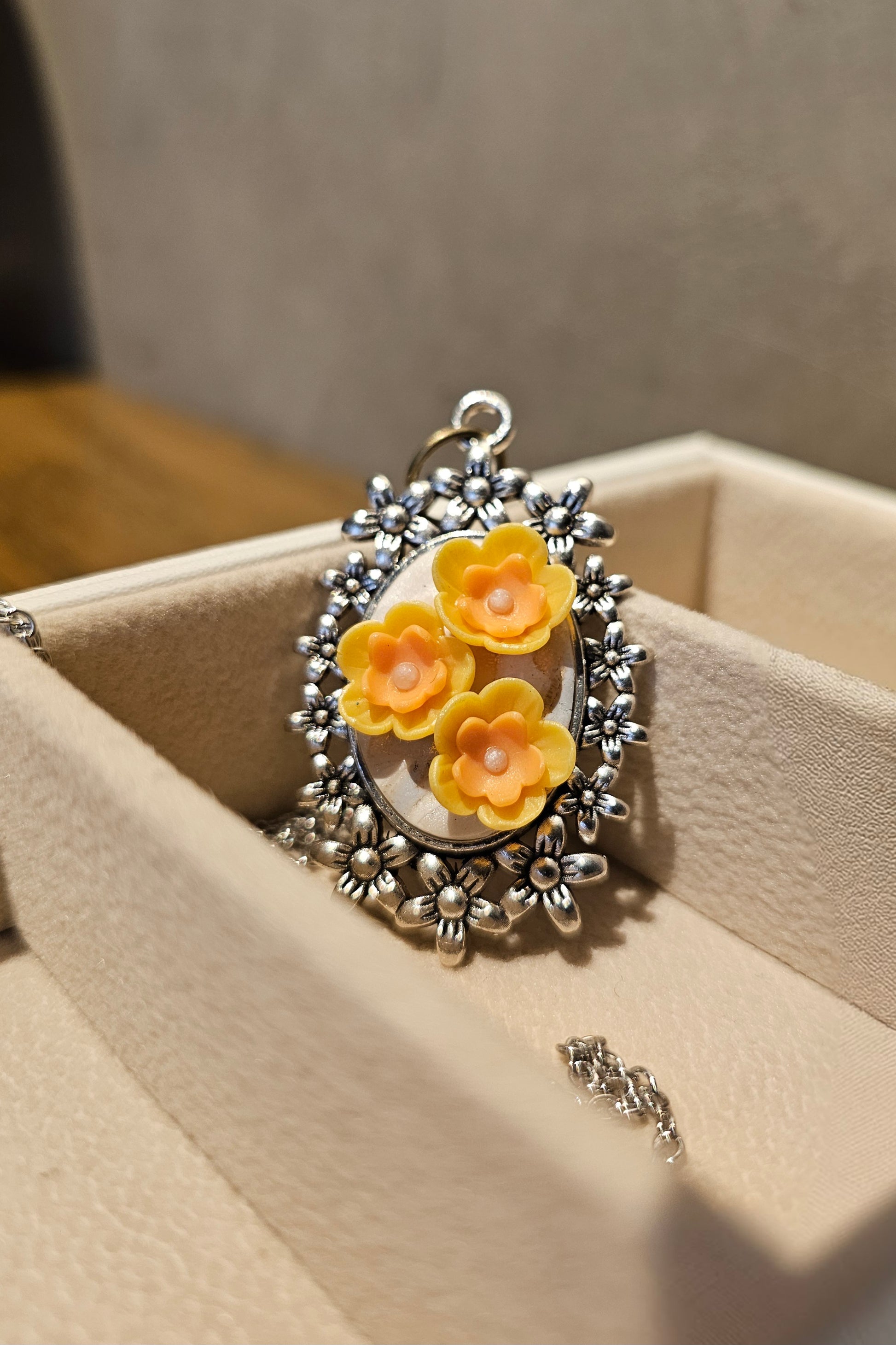 Yellow orange handmade floral polymer clay jewelry Philippines