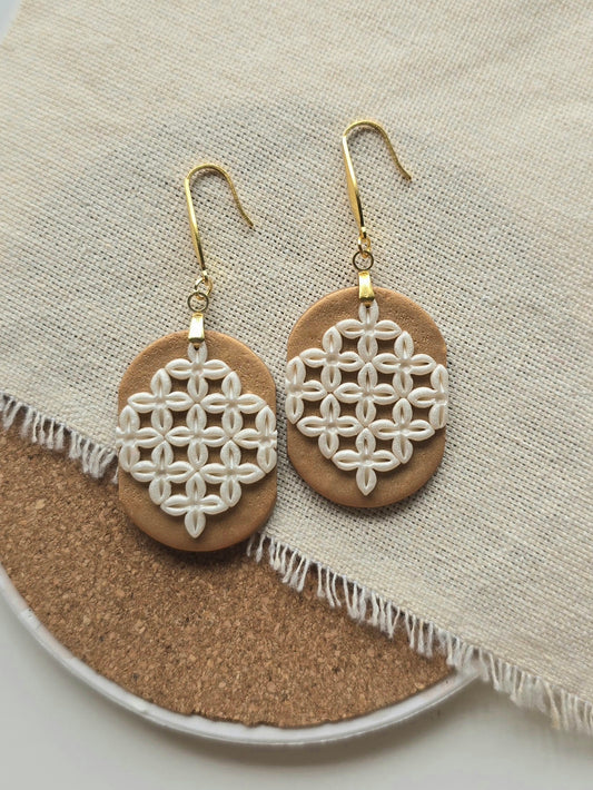 Calado Earrings - mother of pearl on old gold