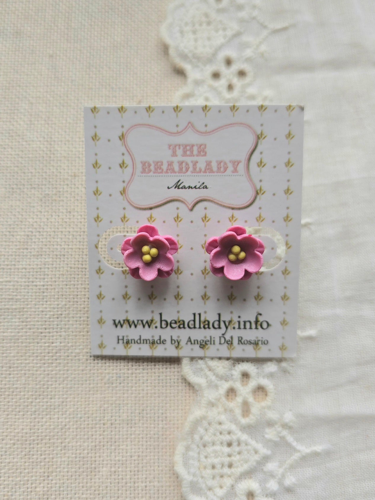 Dainty Flower Stud Earrings - pink and yellow