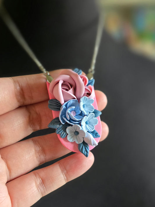 Colorburst necklace - Pink and Blue Petalscape