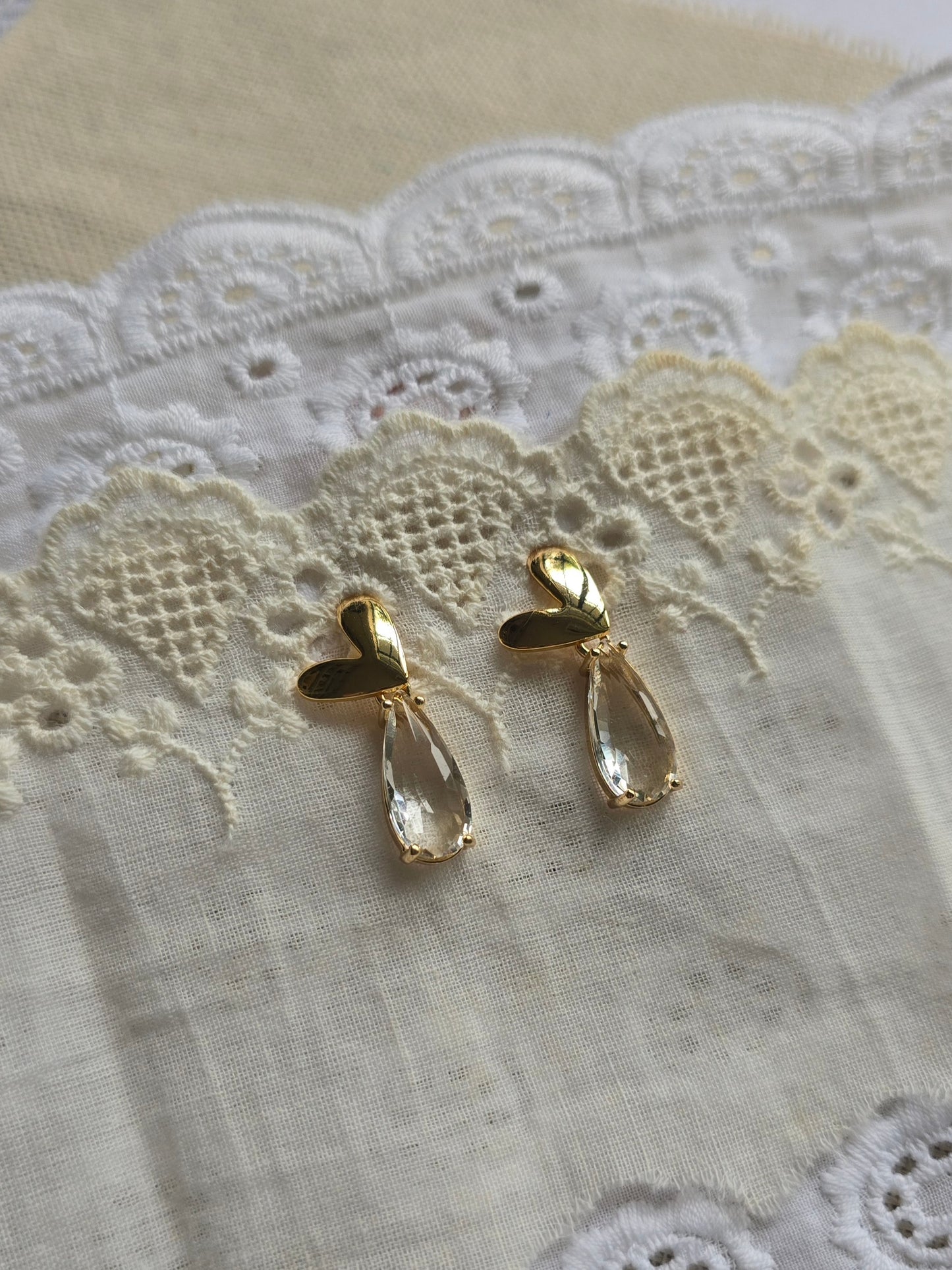 Heart Drops: luxe faceted glass drop stud earrings
