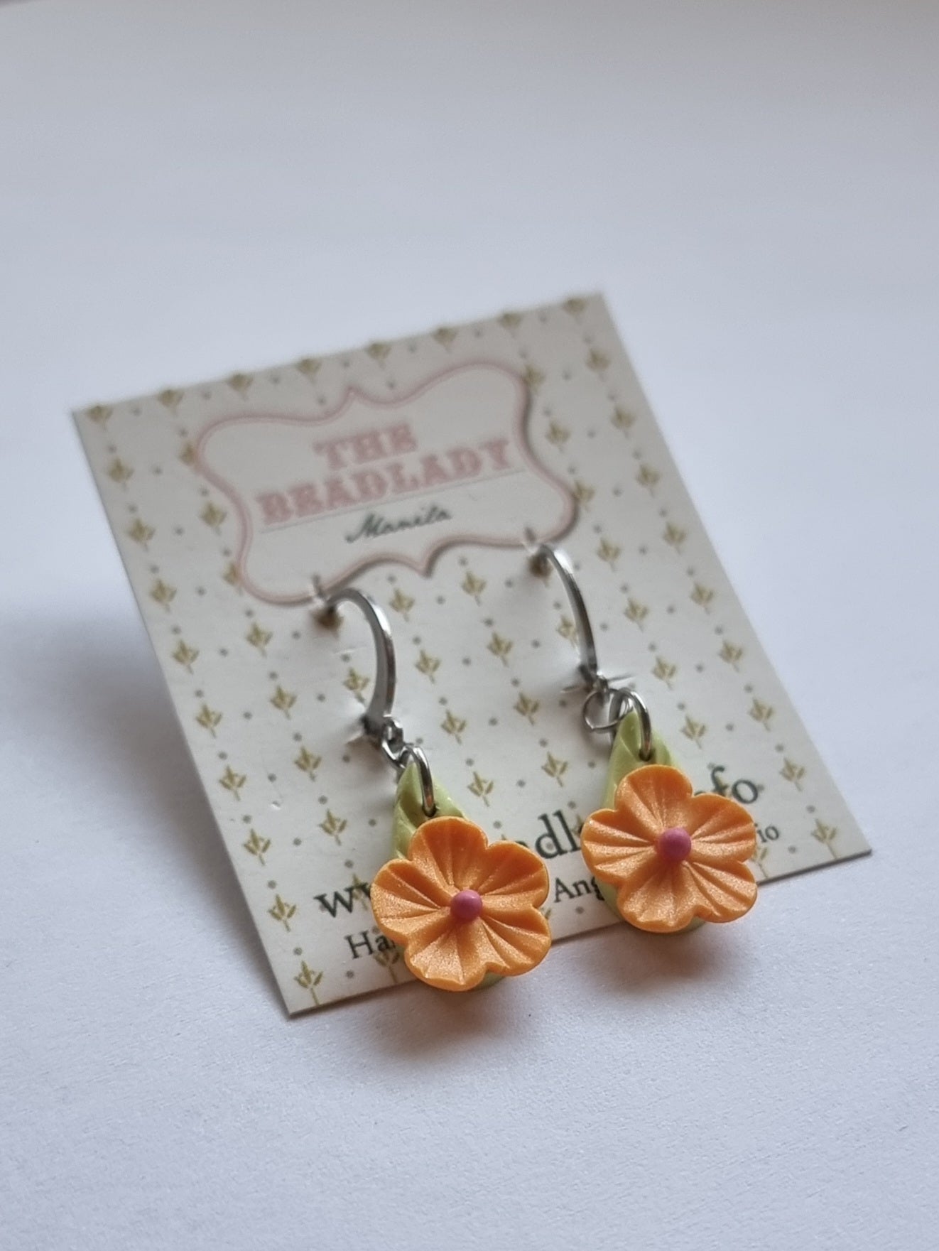 Orange & Pink Dot Fairydrops Dangling Earrings