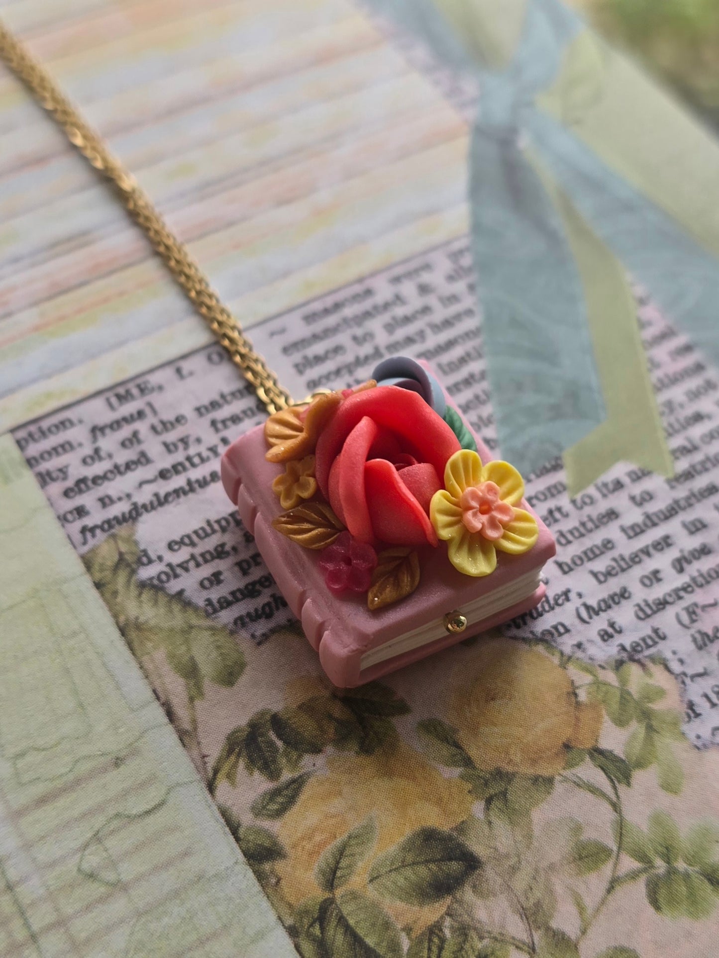 Handmade miniature book necklace