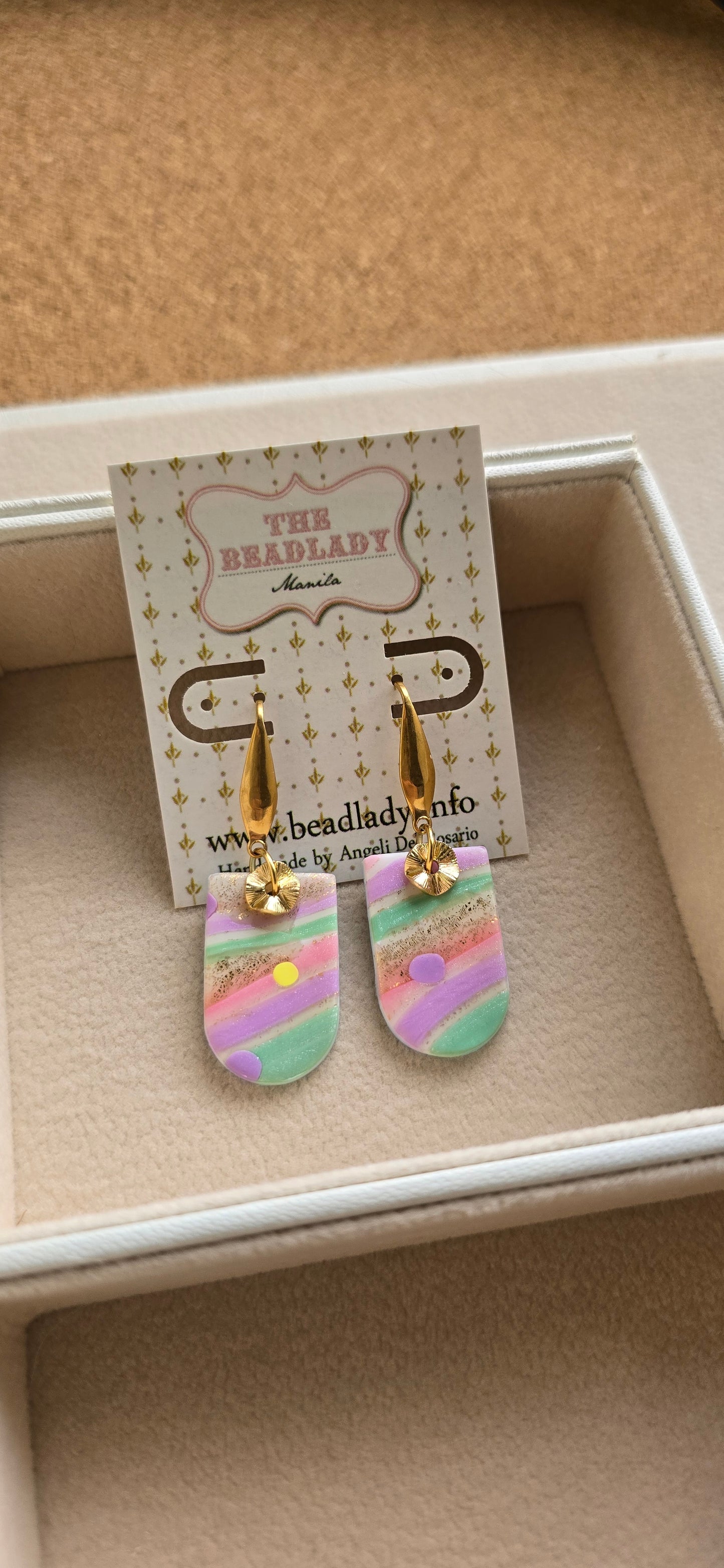 Pastel Paths Mokume Gane dangling earrings