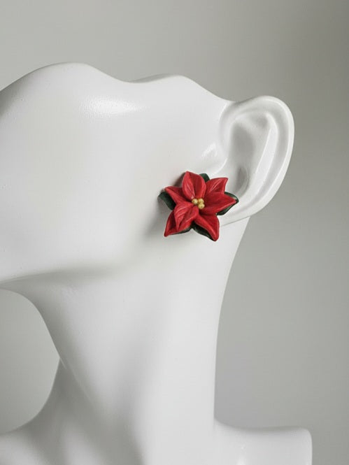 Red Poinsettia post earrings