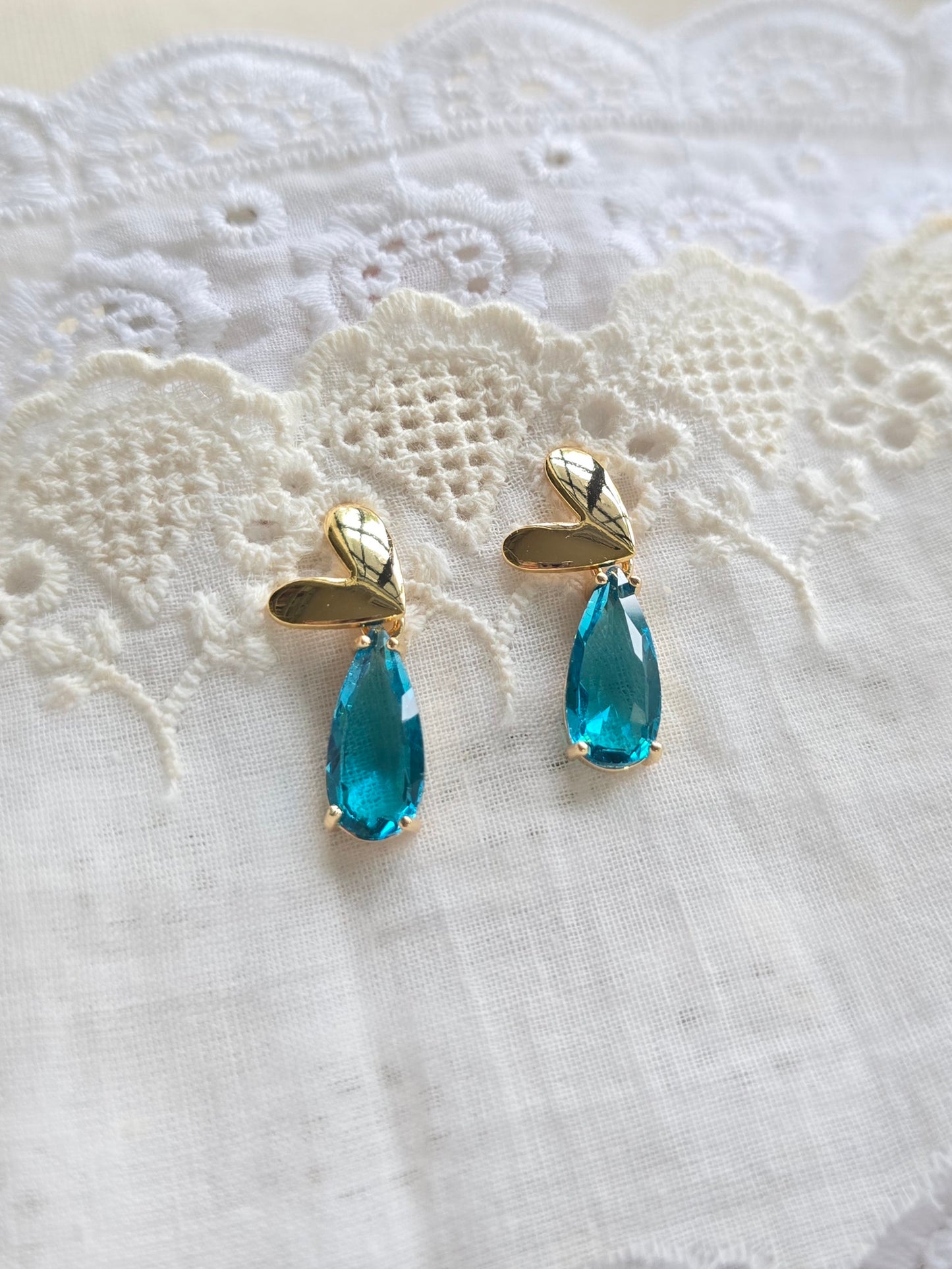 Heart Drops: luxe faceted glass drop stud earrings