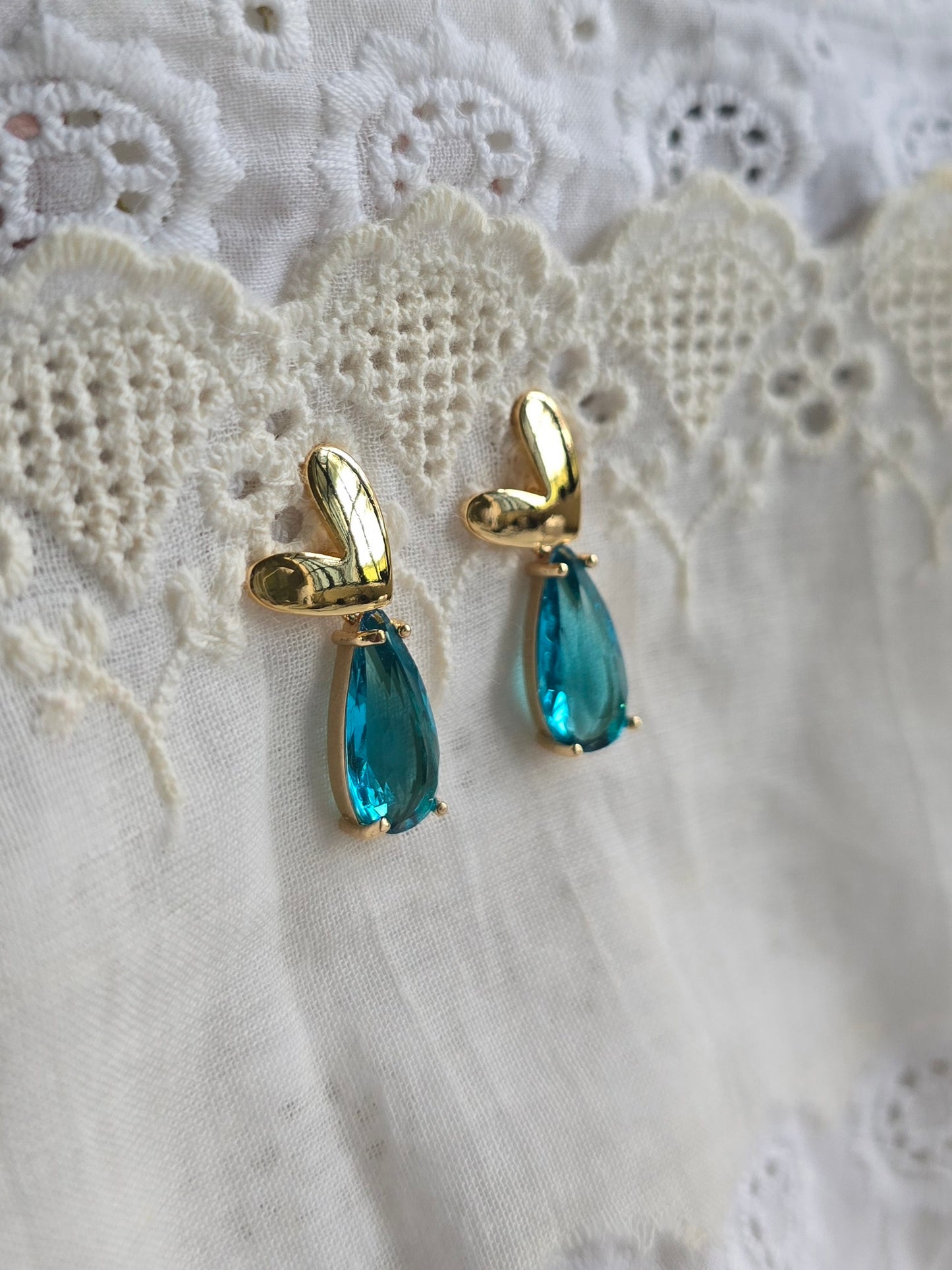 Heart Drops: luxe faceted glass drop stud earrings