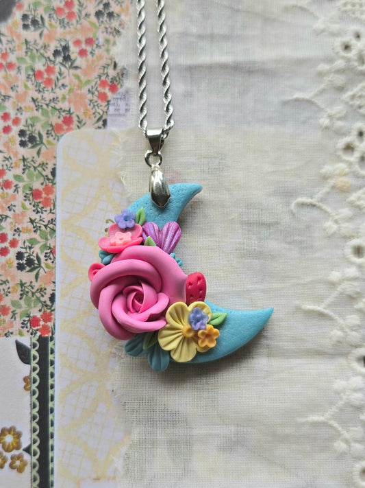 Moon Necklace - Berry Blossoms