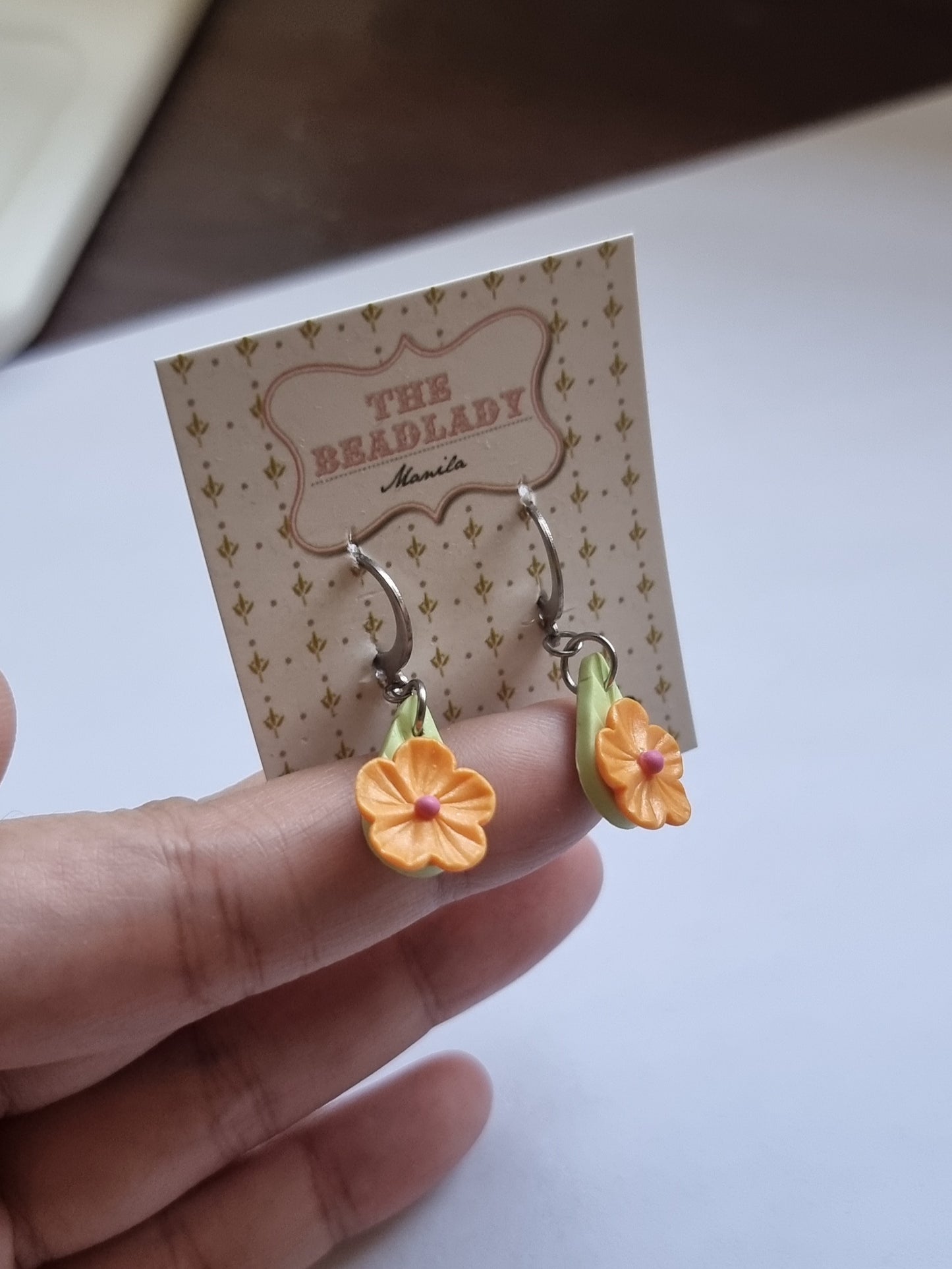 Orange & Pink Dot Fairydrops Dangling Earrings